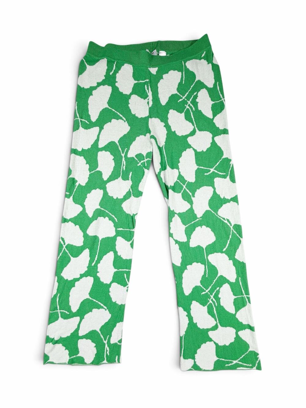 Diane von Furstenberg x Target Ginkgo Green Jacquard Knit Flare Pants Large